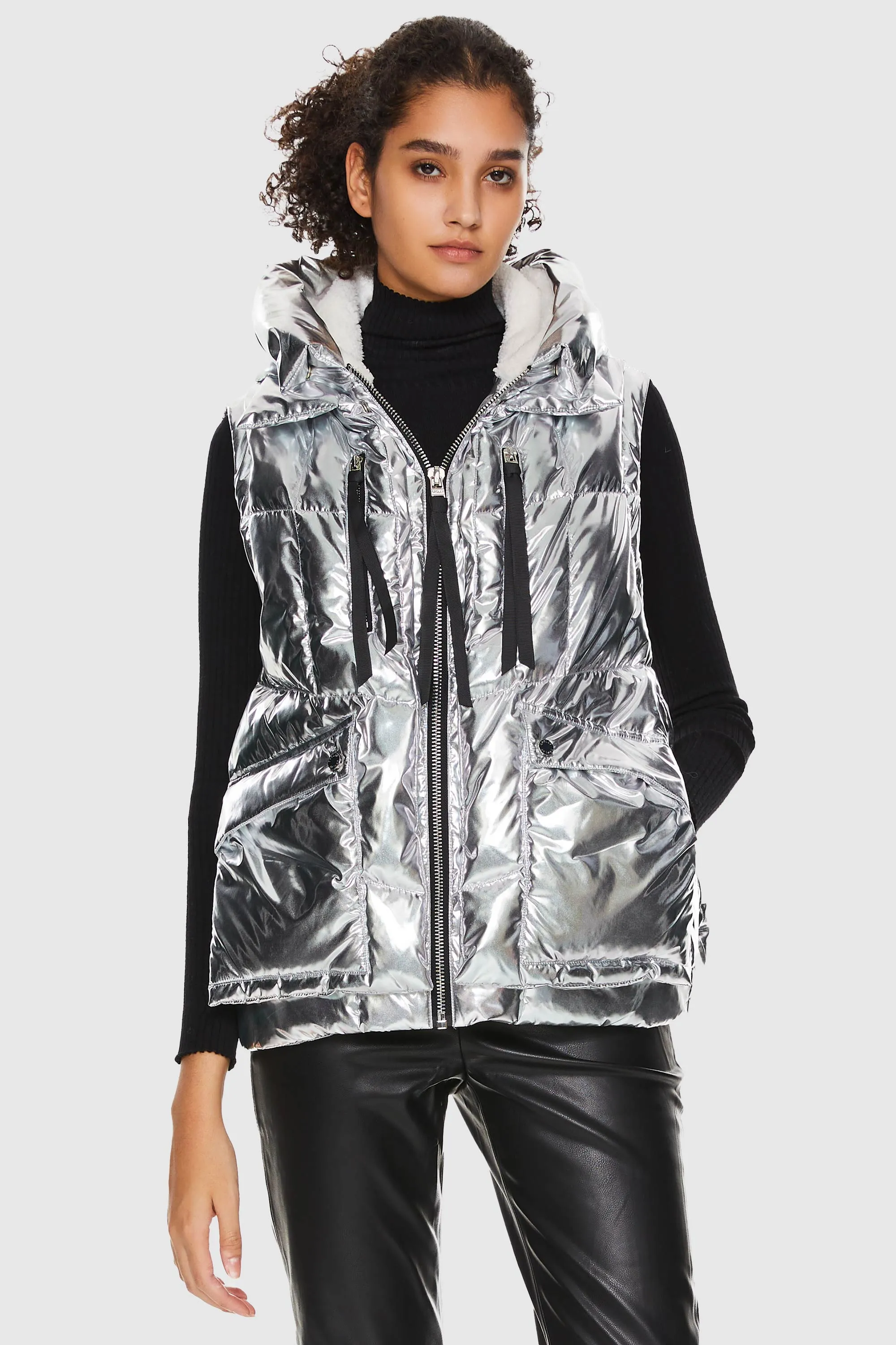 092 Cosmos Cropped Metallic Lightweight Down Vest