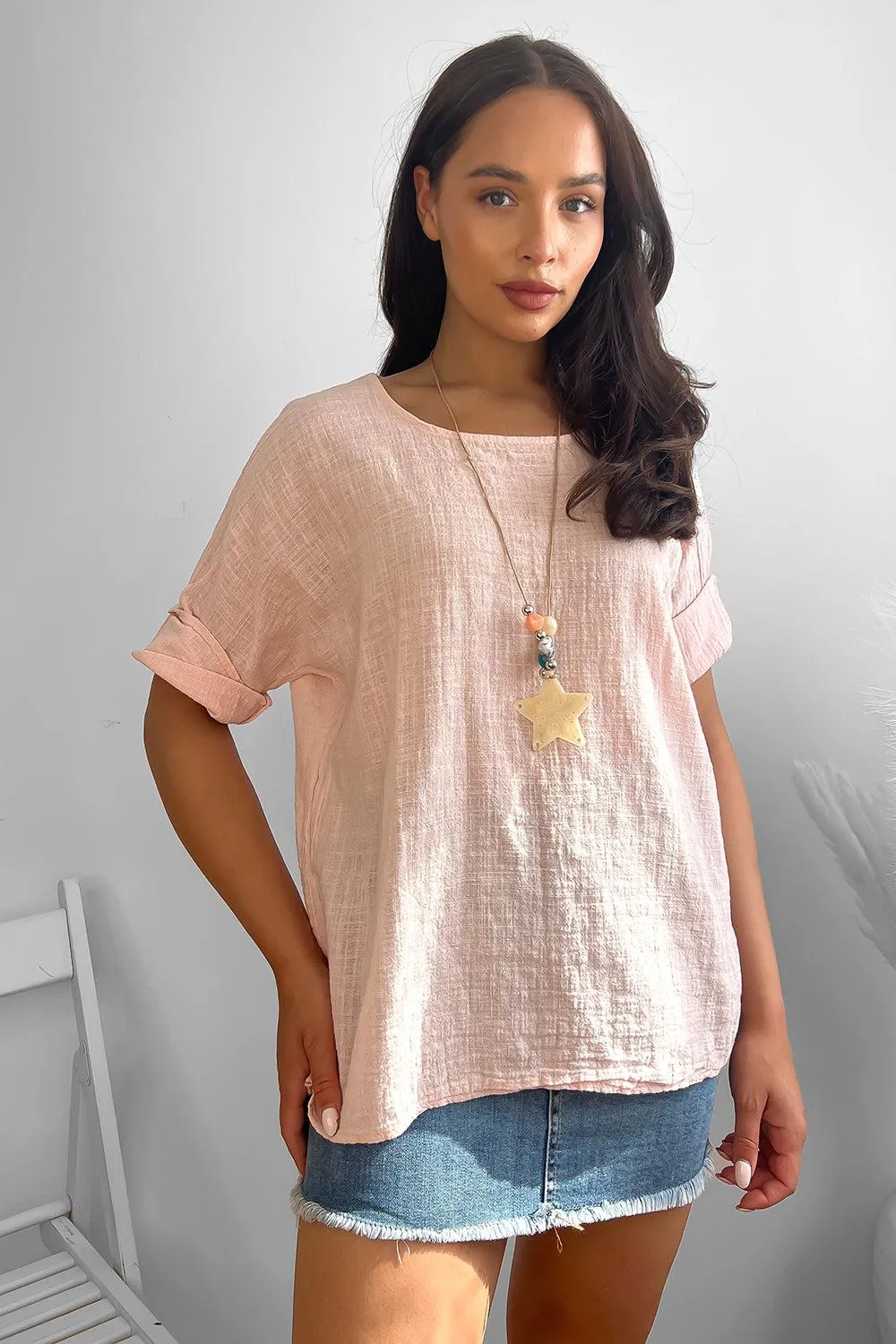 100% Cotton Relaxed Fit Necklace Tunic