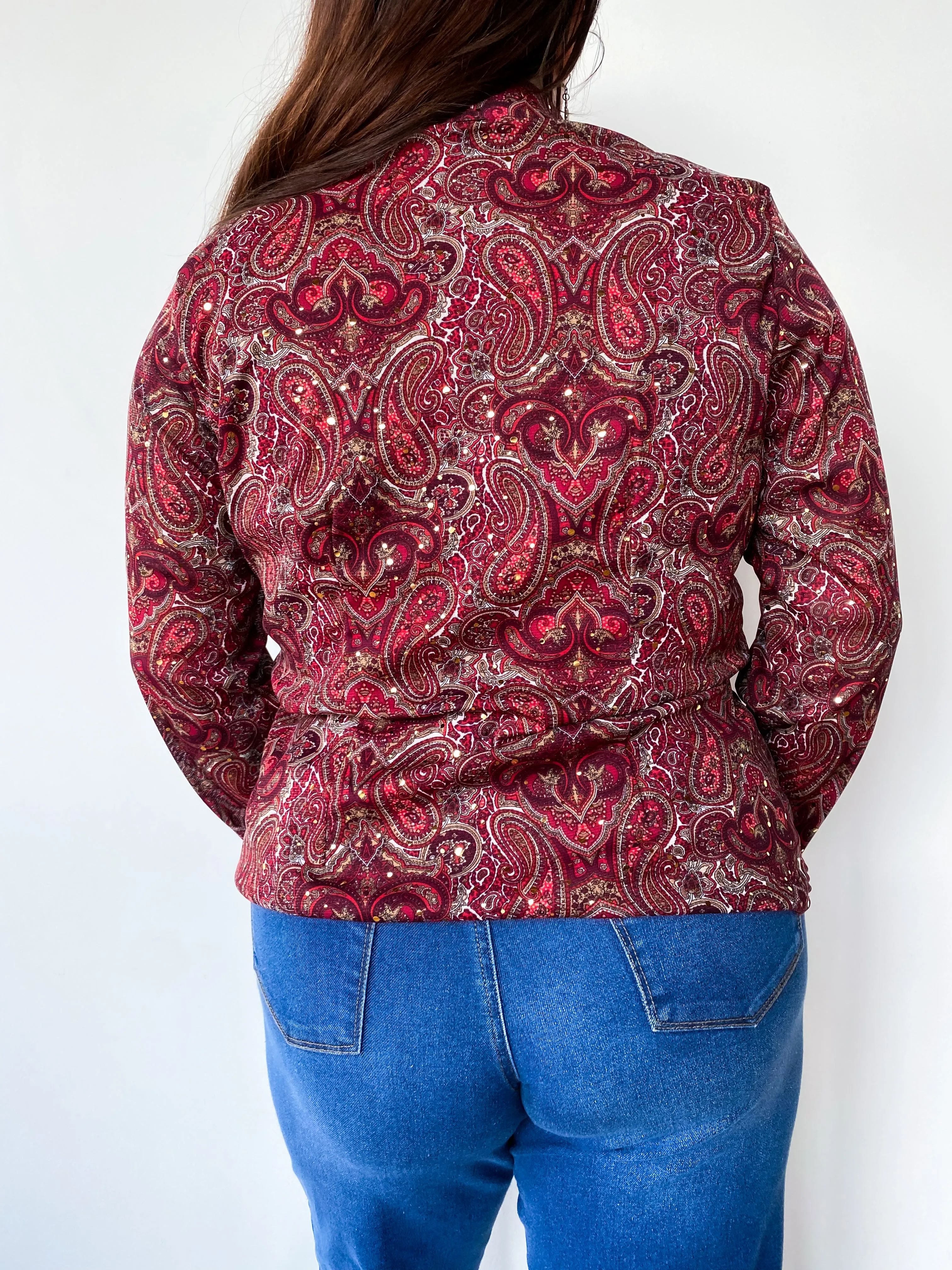 1990s Red Paisley Button Down, sz. 2X