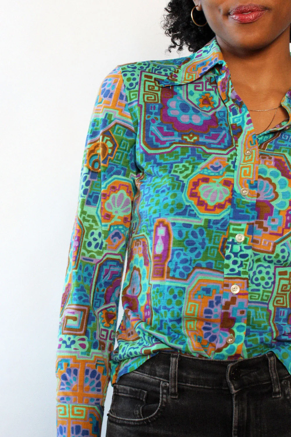 Abstract Stained Glass Button Down M