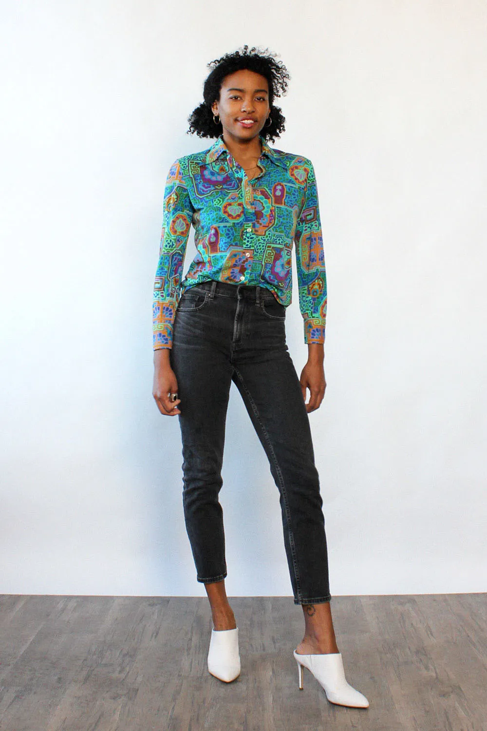 Abstract Stained Glass Button Down M