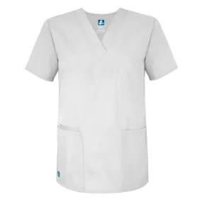 Adar Universal Unisex V-Neck 2 Pocket Scrub Top White M