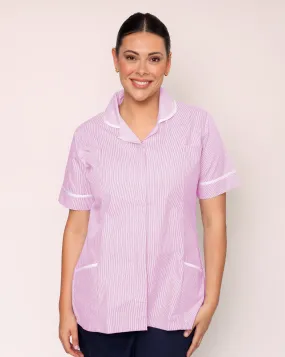 Alcott Ladies Healthcare Tunic - Pink / White Stripe