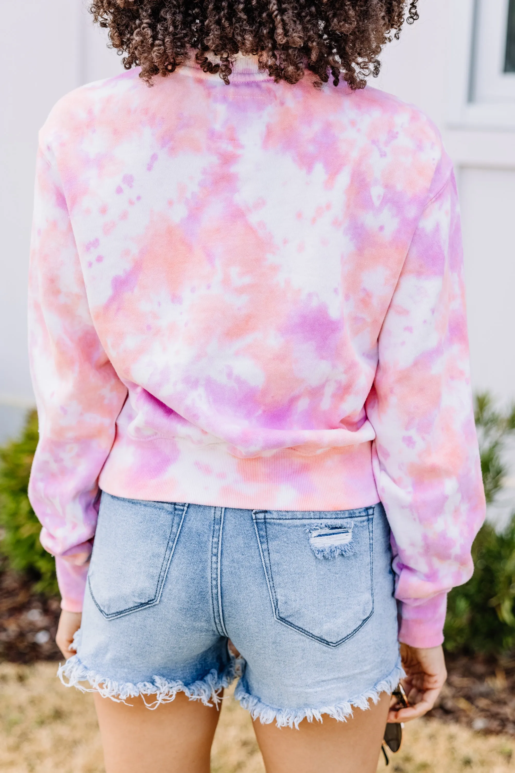 All Good Vibes Pink Tie Dye Pullover