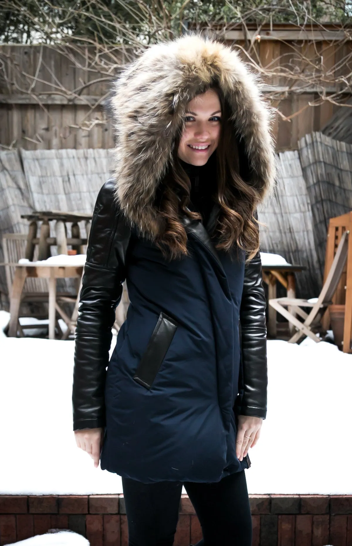 Anouk Leather Sleeved Down Parka