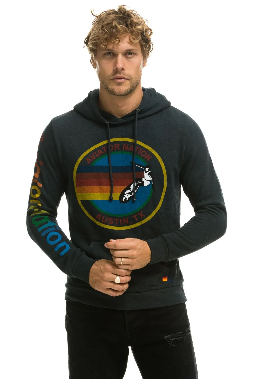 AVIATOR NATION AUSTIN PULLOVER HOODIE - CHARCOAL