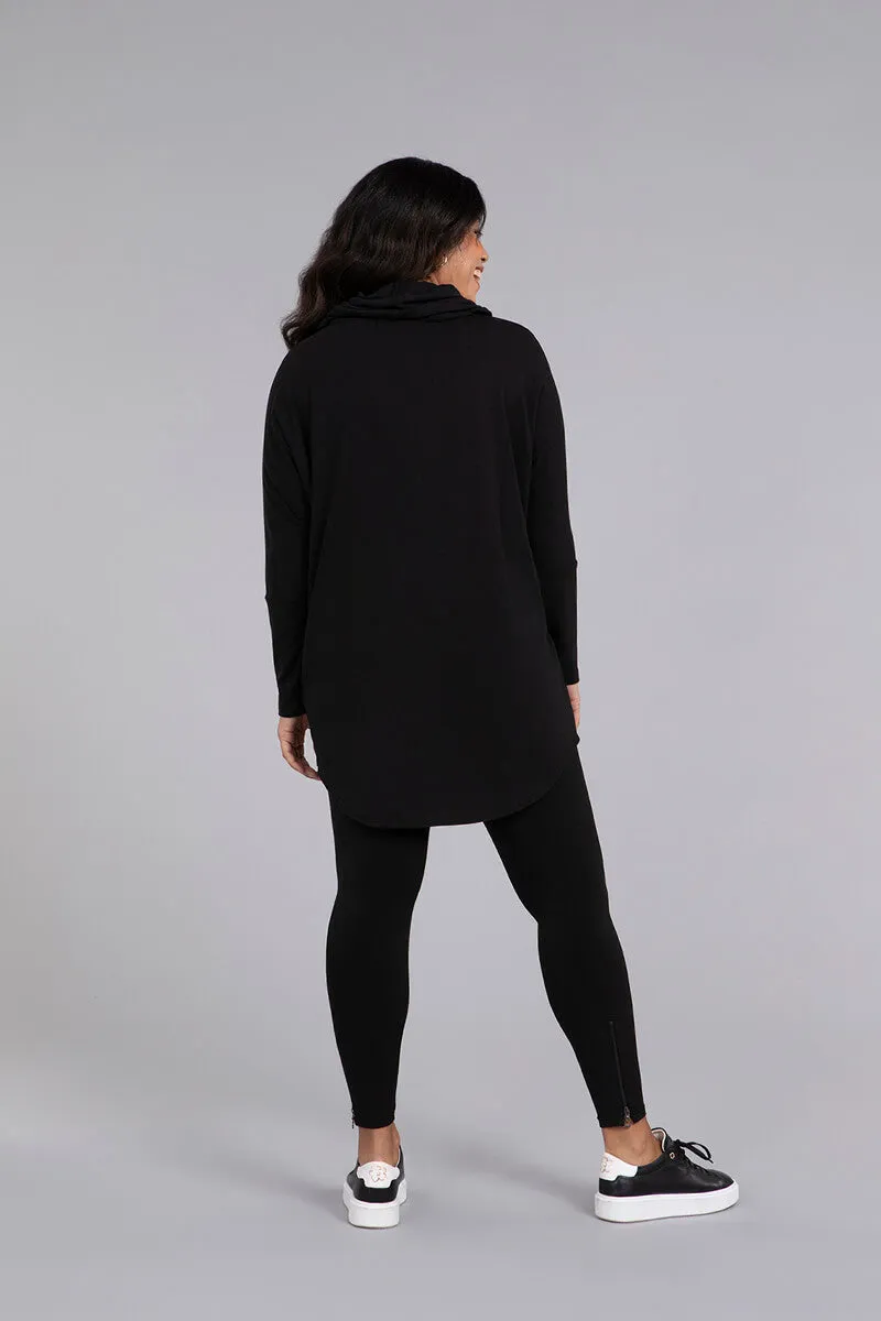 Bamboo Cotton Nu Cinch Cowl Tunic | Black