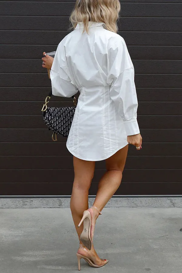 Basically Everything Button Down Shirt Mini Dress all