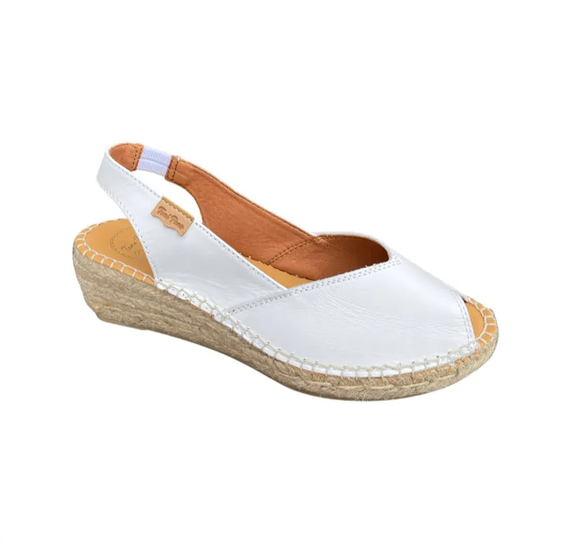 Bernia White Leather  Espadrille