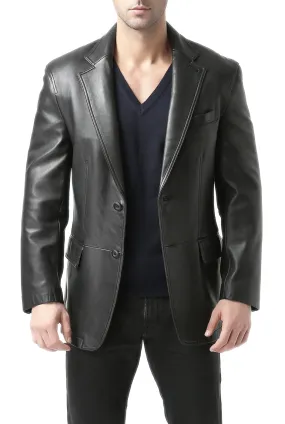 BGSD Men Grant Two-Button Leather Blazer