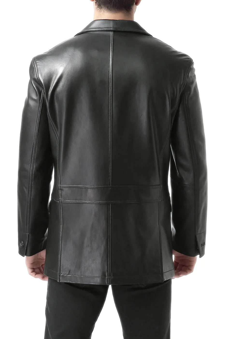 BGSD Men Grant Two-Button Leather Blazer