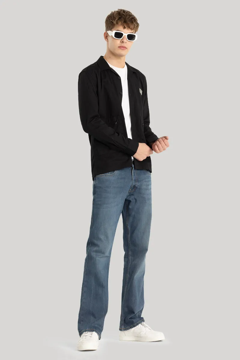 Black Zipper Pocket Overshirt