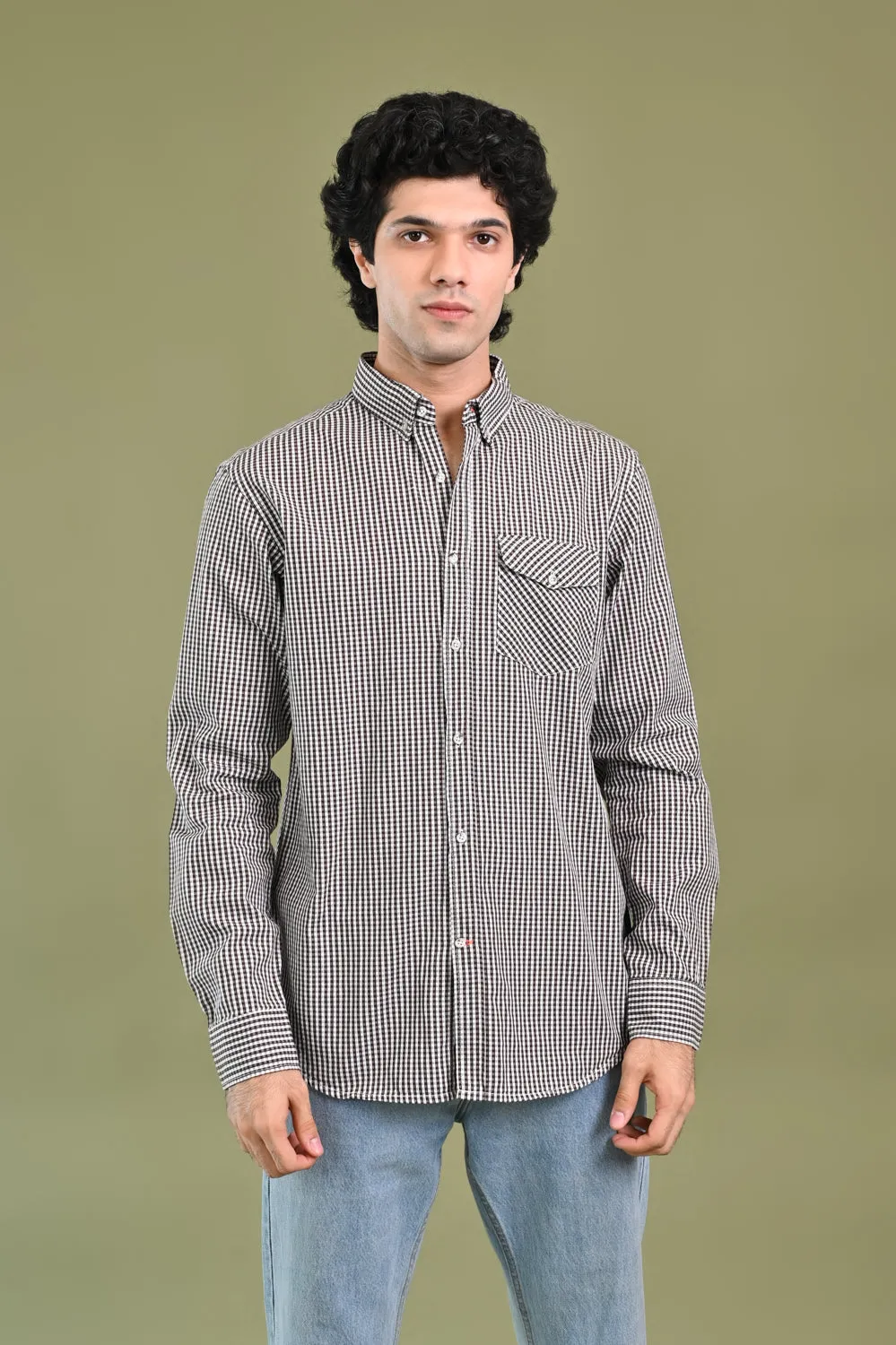 BUTTON DOWN DOBBY CHECK SHIRT