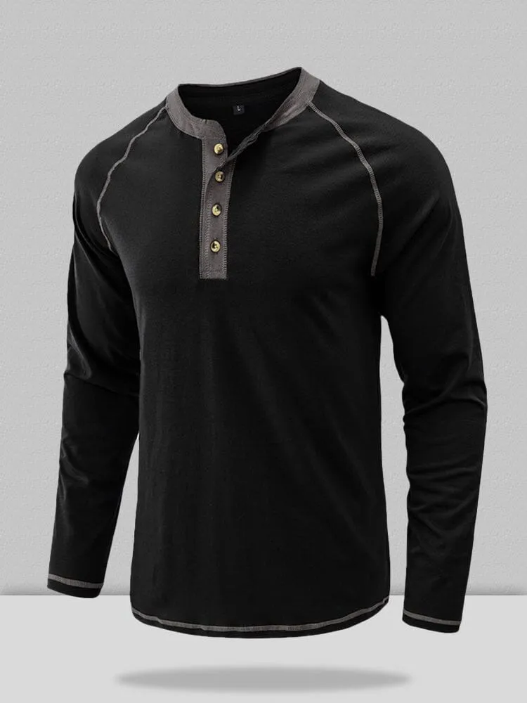 Button Down Long Sleeve Henley Shirt