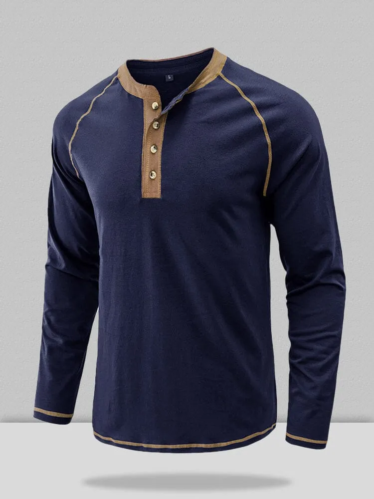 Button Down Long Sleeve Henley Shirt