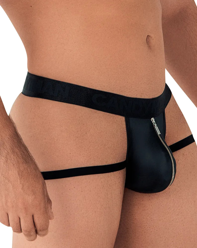 Candyman 99608 Zipper Jockstrap Black