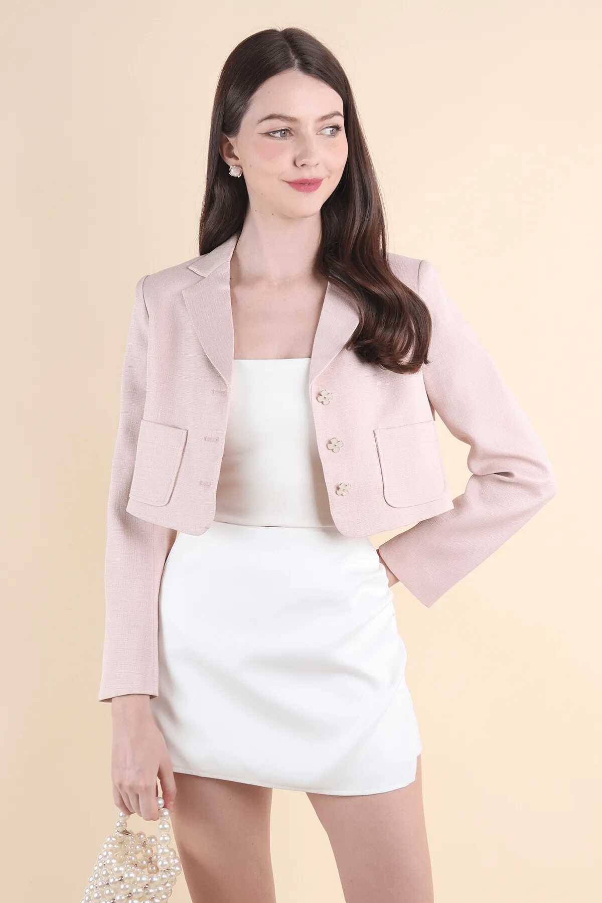 CARINNE CROPPED BLAZER IN PINK