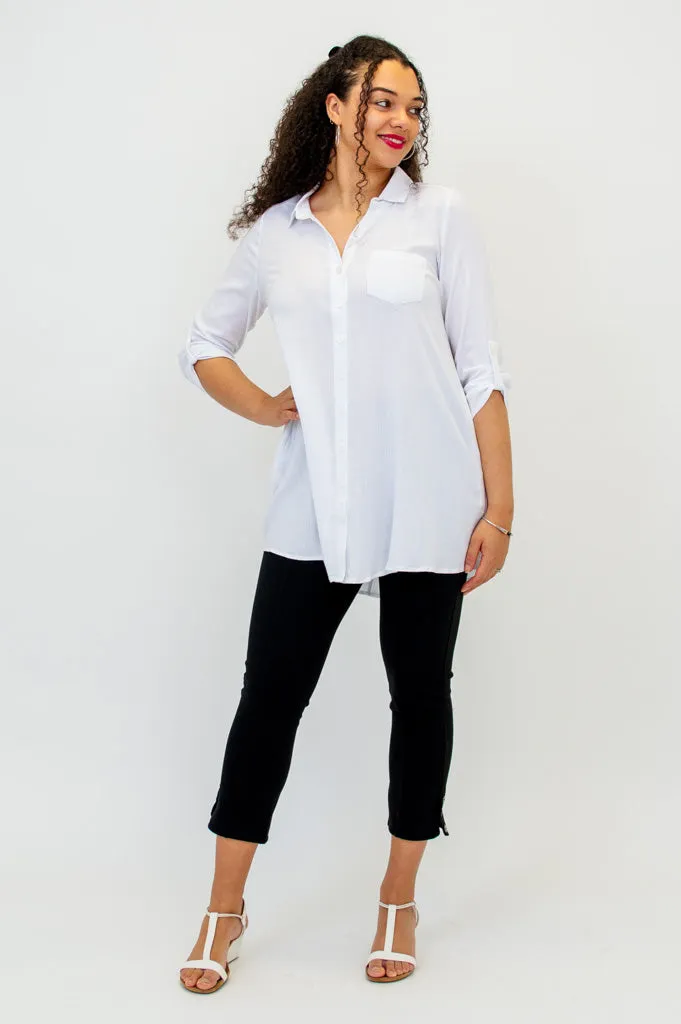 Celine Tunic, White, Linen Bamboo