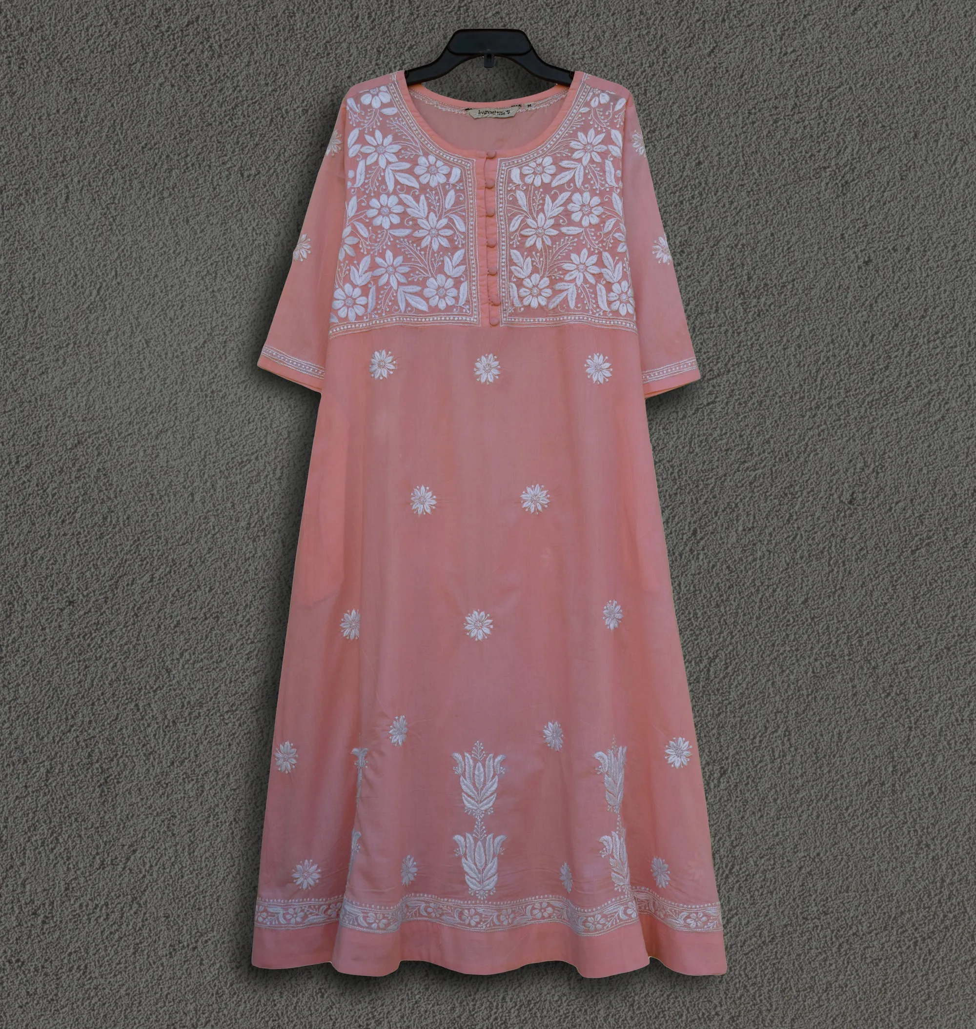 CHANDANI Pure Cotton Hand Embroidered A Line Tunic Dress Kurta: Made to Order/Customizable