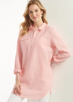 Charlie Paige Seersucker Button Up Tunic