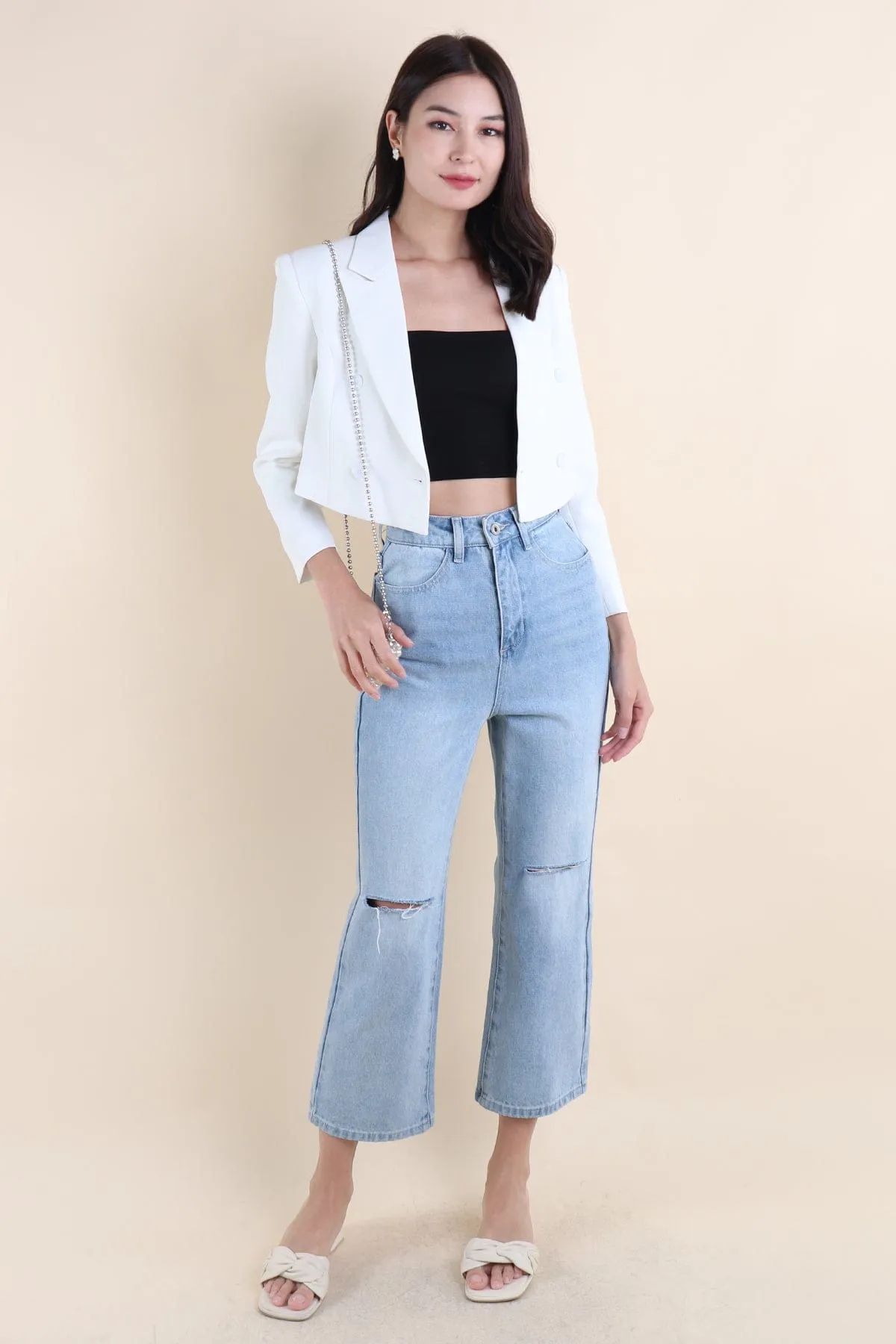 CONEY CROP BLAZER IN WHITE