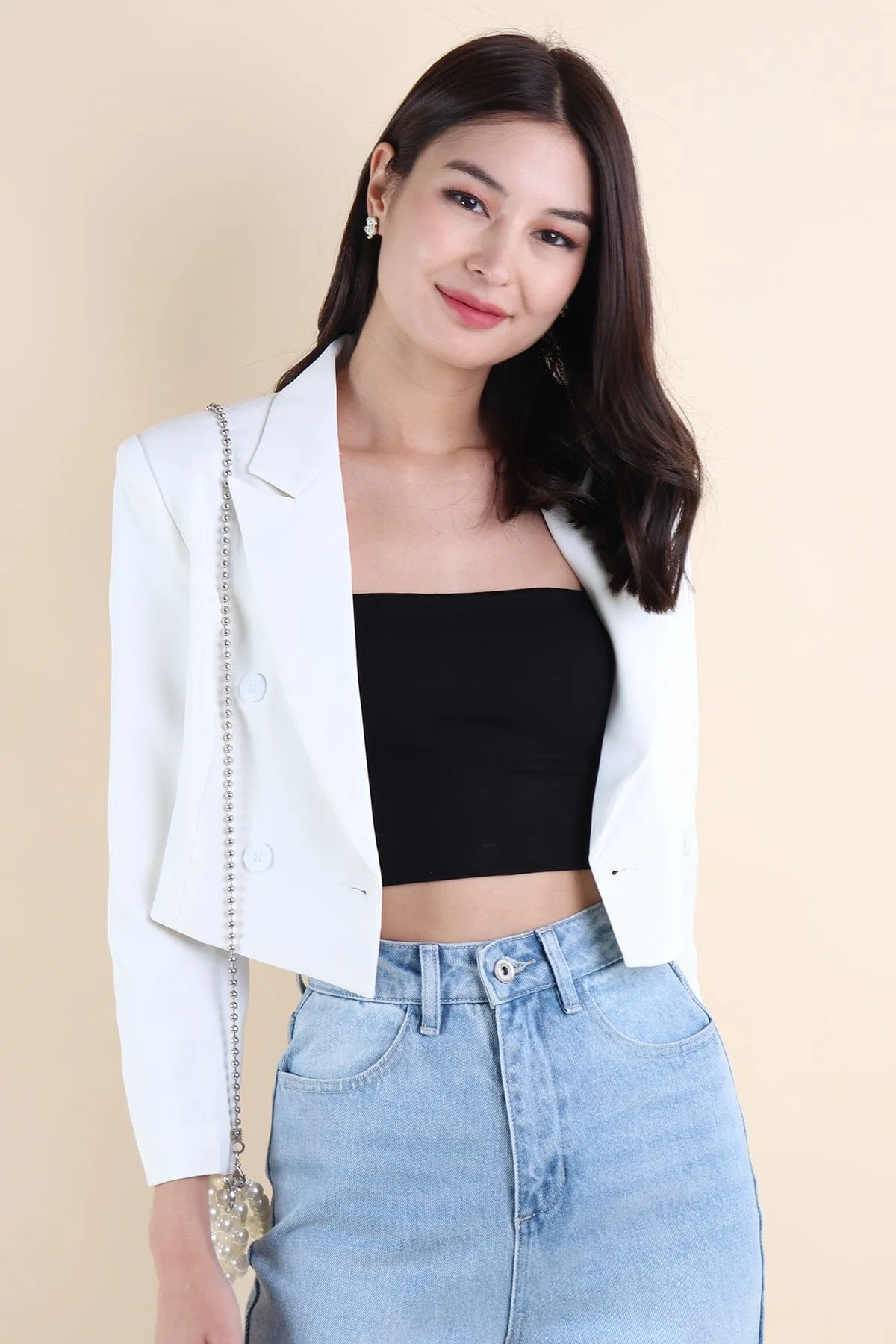 CONEY CROP BLAZER IN WHITE