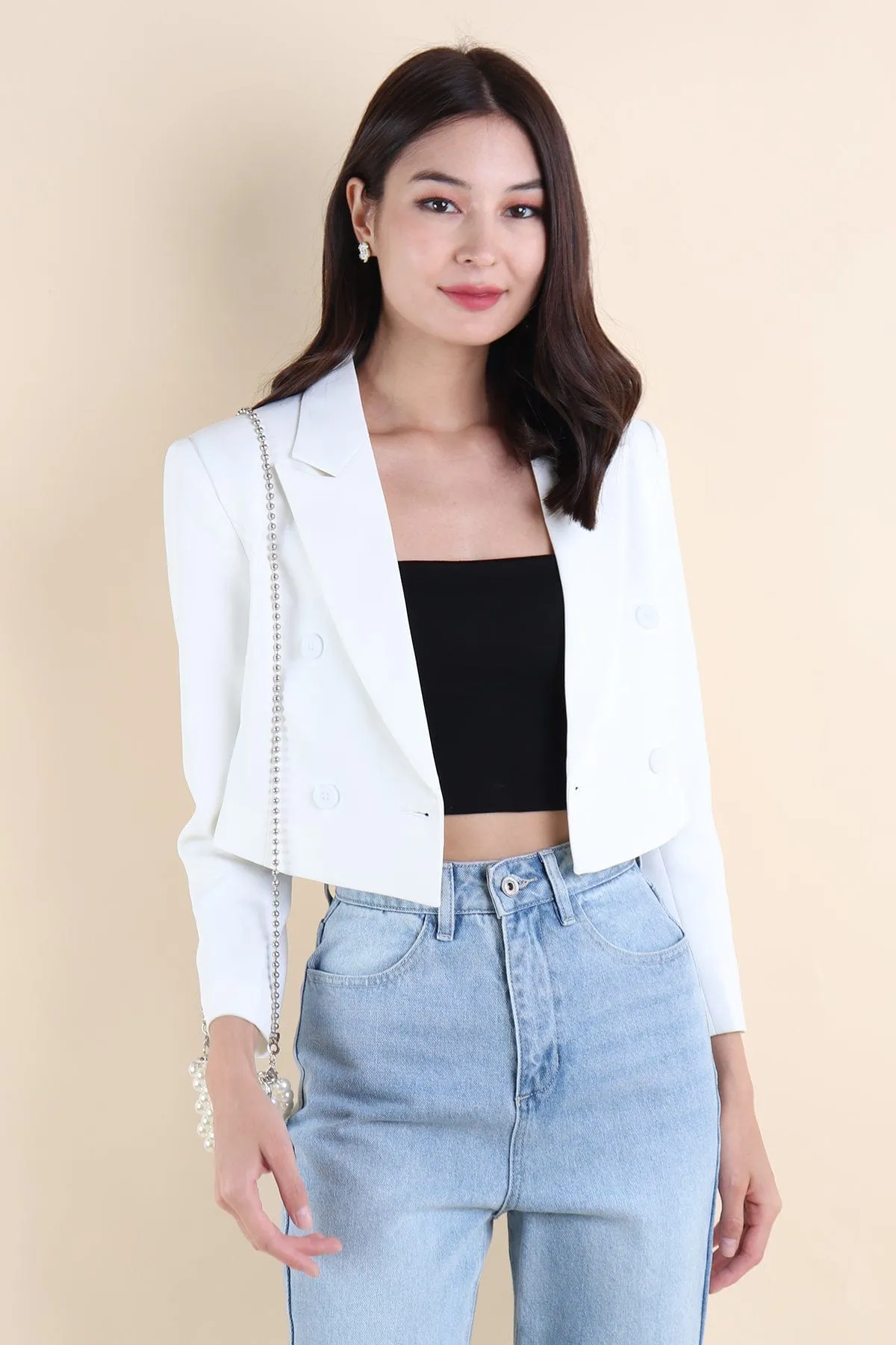 CONEY CROP BLAZER IN WHITE