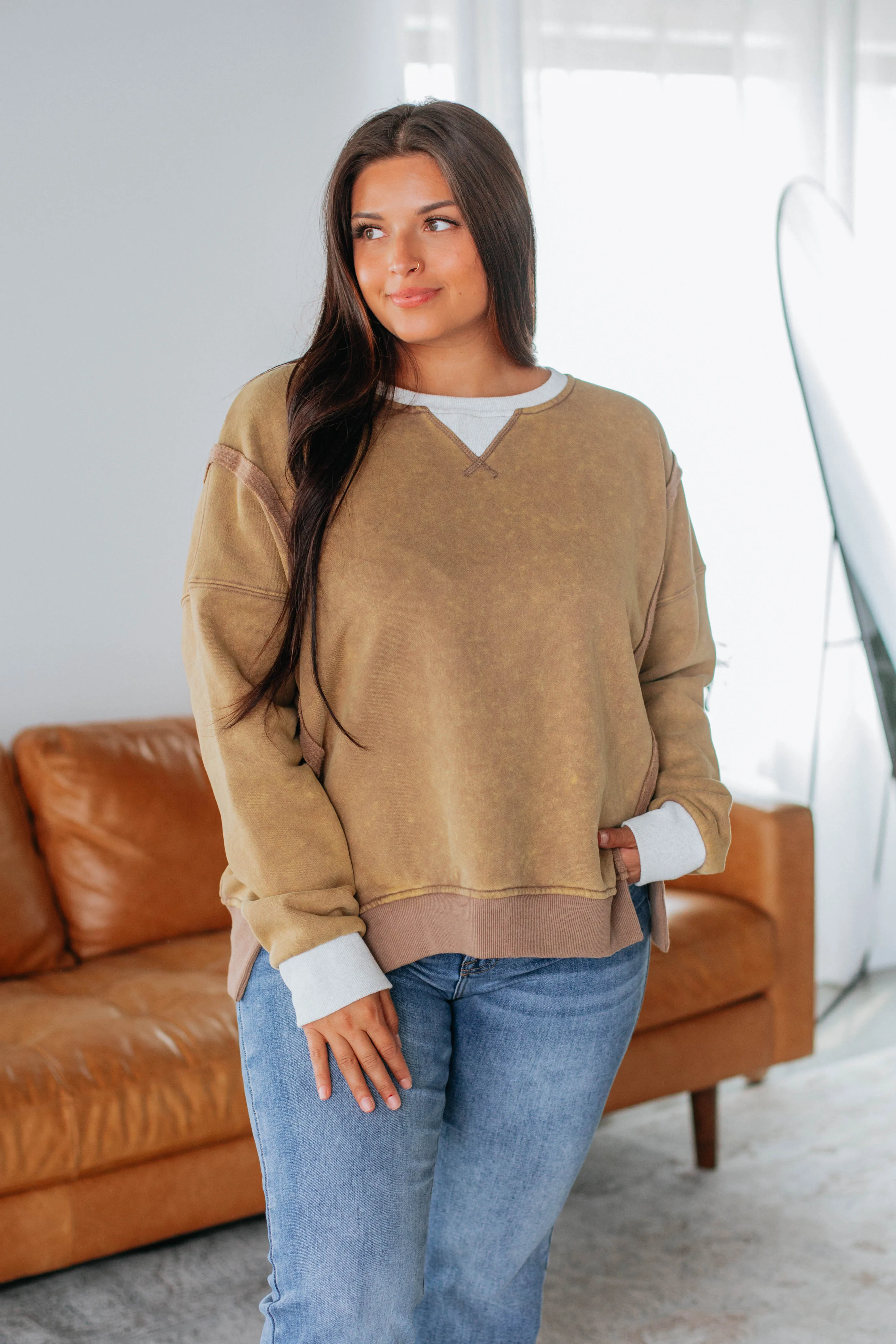 Corie Colorblock Sweatshirt - Dijon