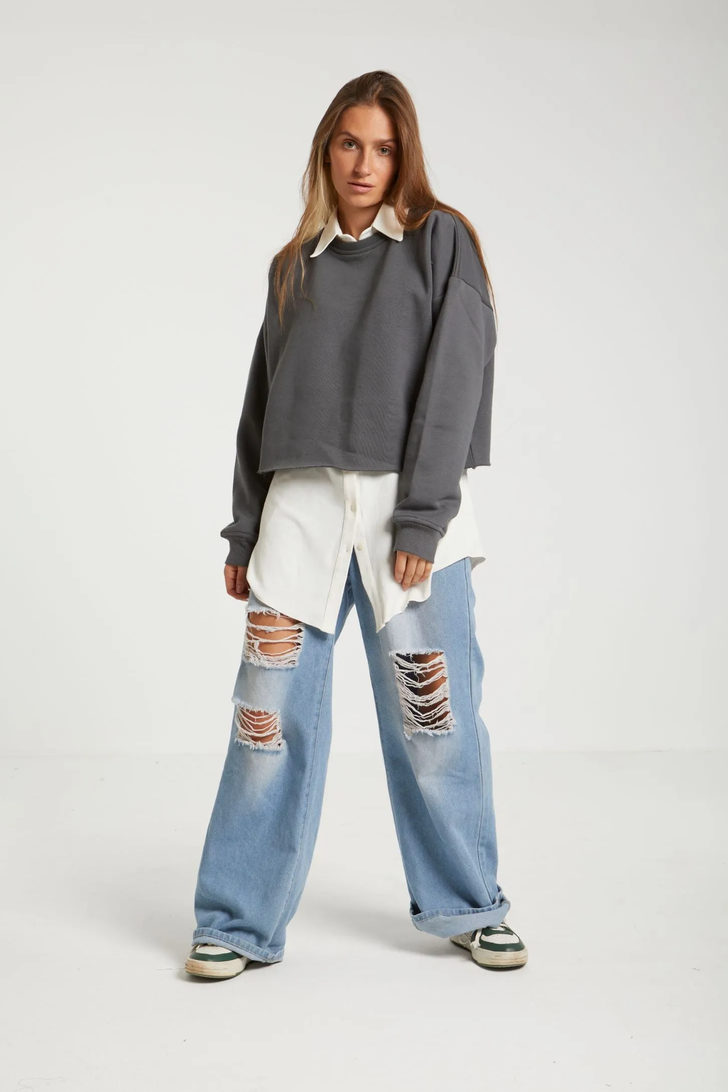 CROPPED ULTIMATE SWEATSHIRT - GREY