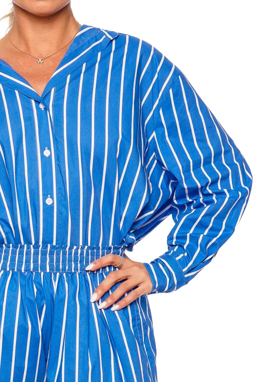 Daija Blue Striped Button Down Shirt