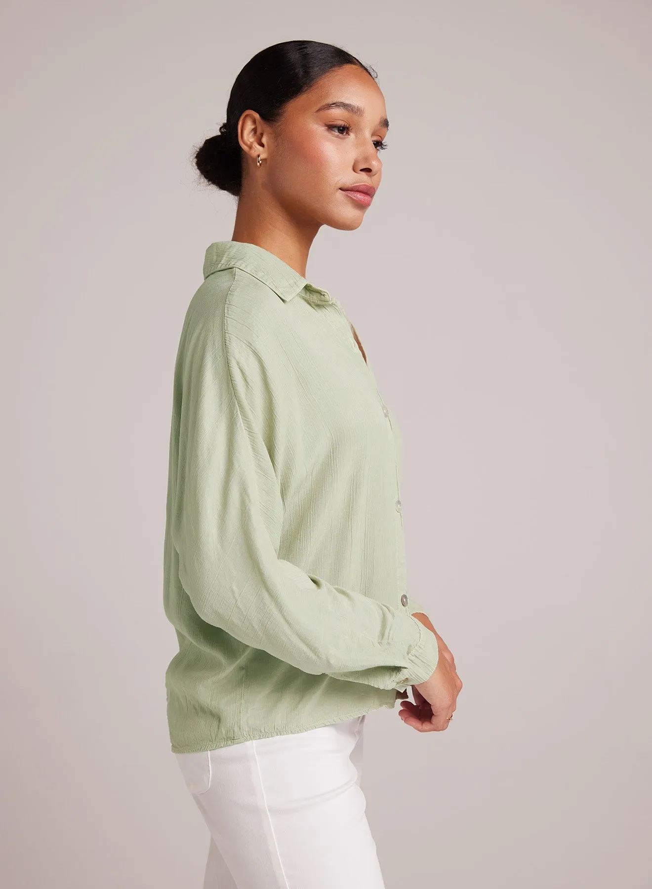 Dolman Sleeve Button Down - Coastal Sage