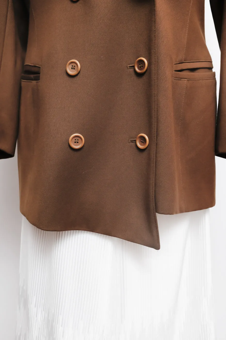 ESCADA VINTAGE PURE WOOL ASYMMETRICAL BROWN BLAZER