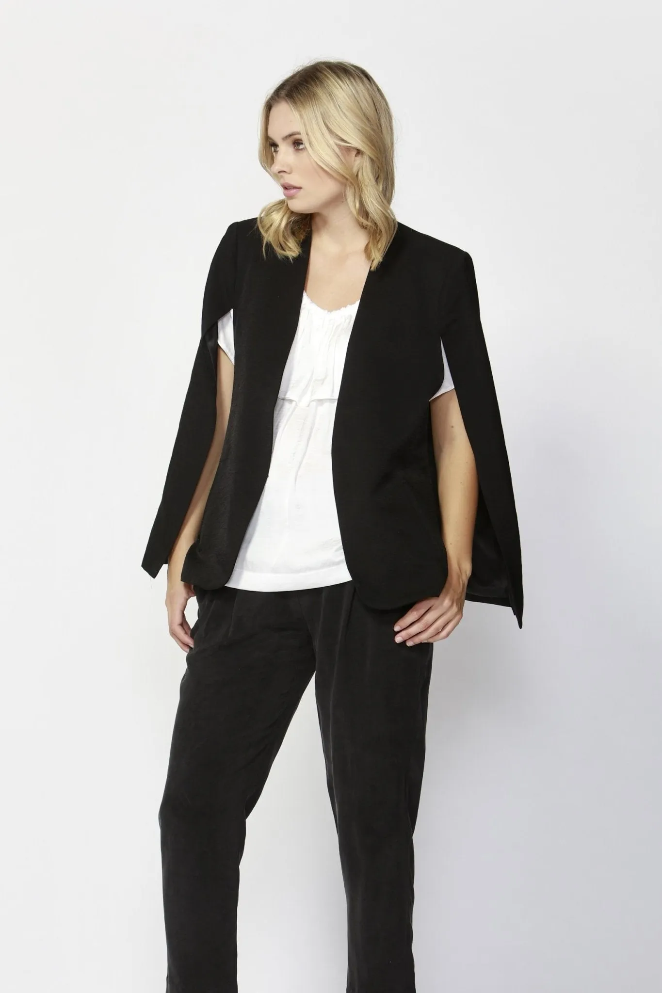 Fate   Becker Uptown Cape Blazer in Black