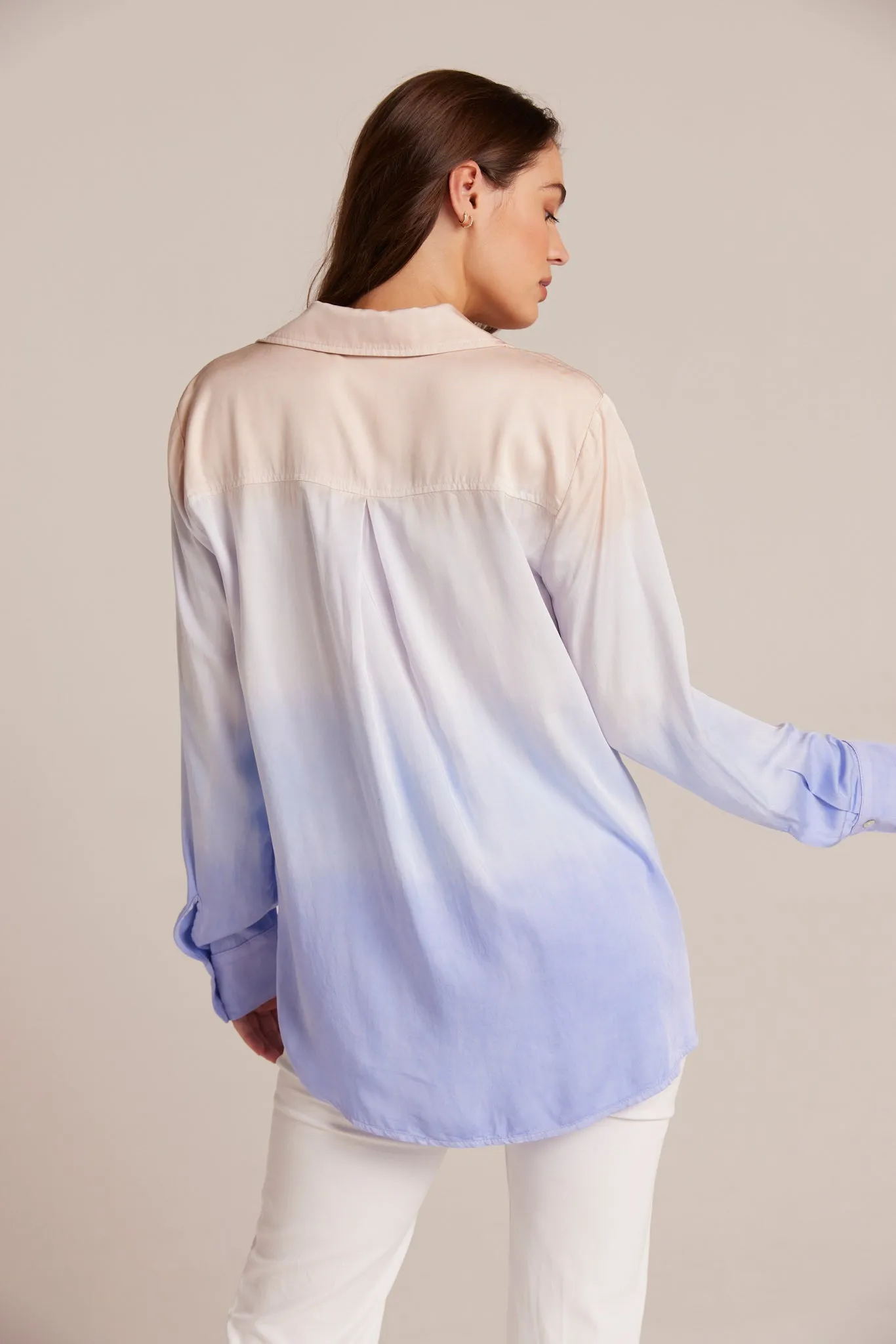 Flowy Button Down - Sunrise Ombre Dye