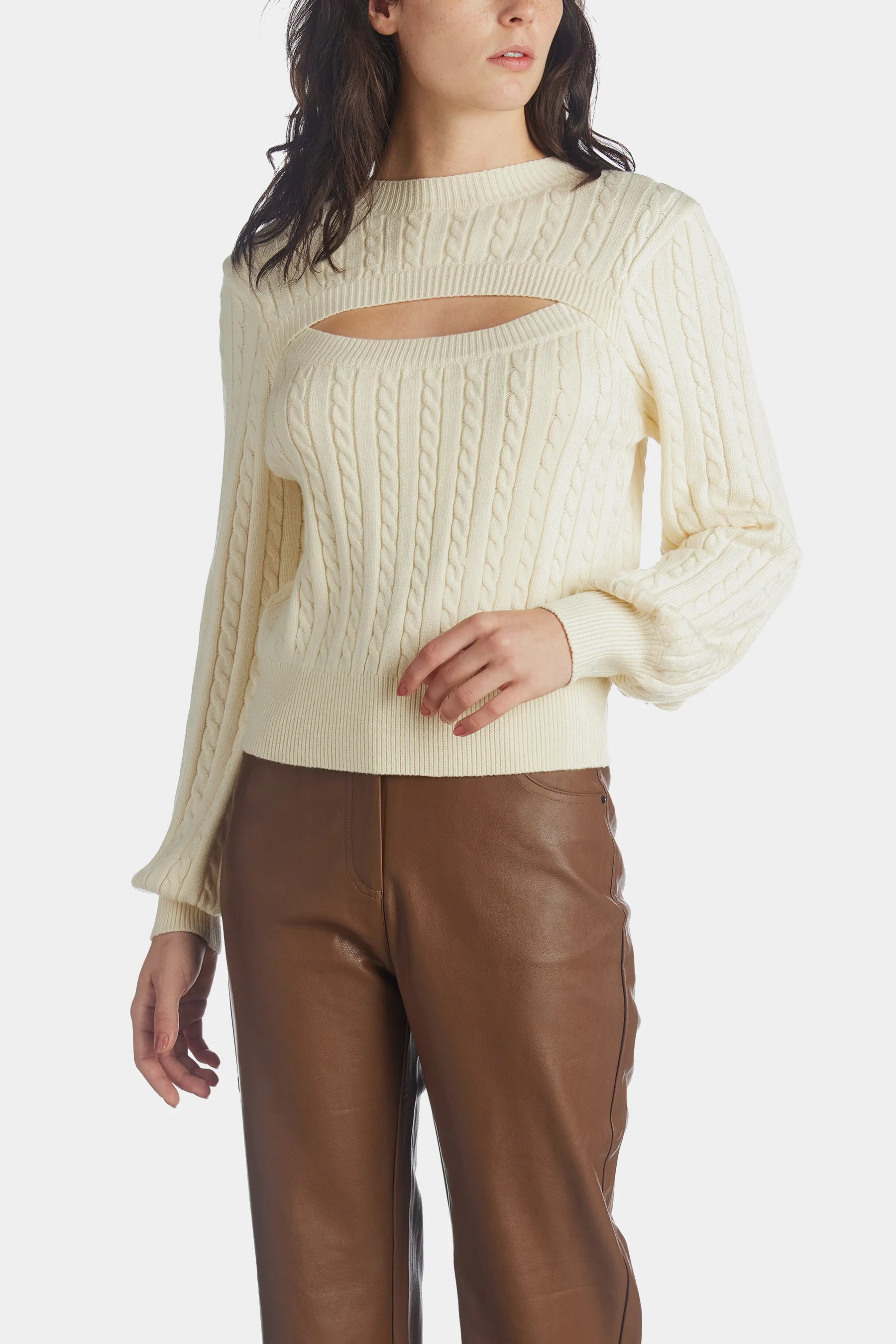 Front Cutout Sweater Top