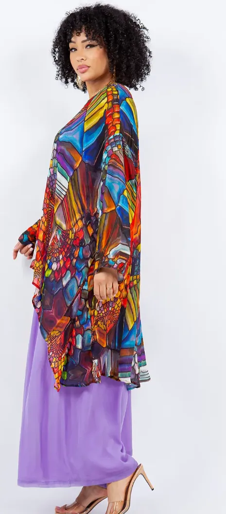 Gemstone Mosaic hi-low Tunic Top Boho Hippie Chic Resort Wear Sml-10X