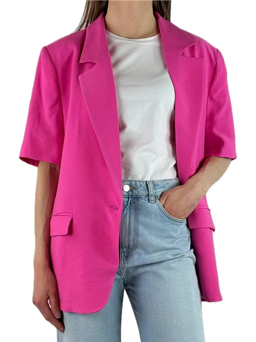 Giacca Blazer Manica Corta - Fucsia