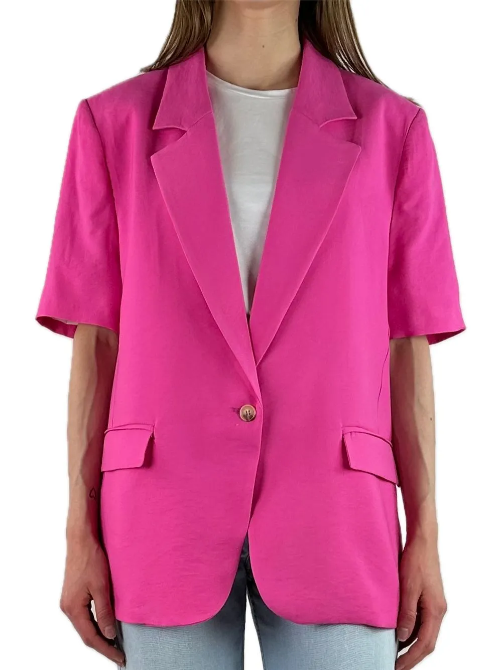 Giacca Blazer Manica Corta - Fucsia