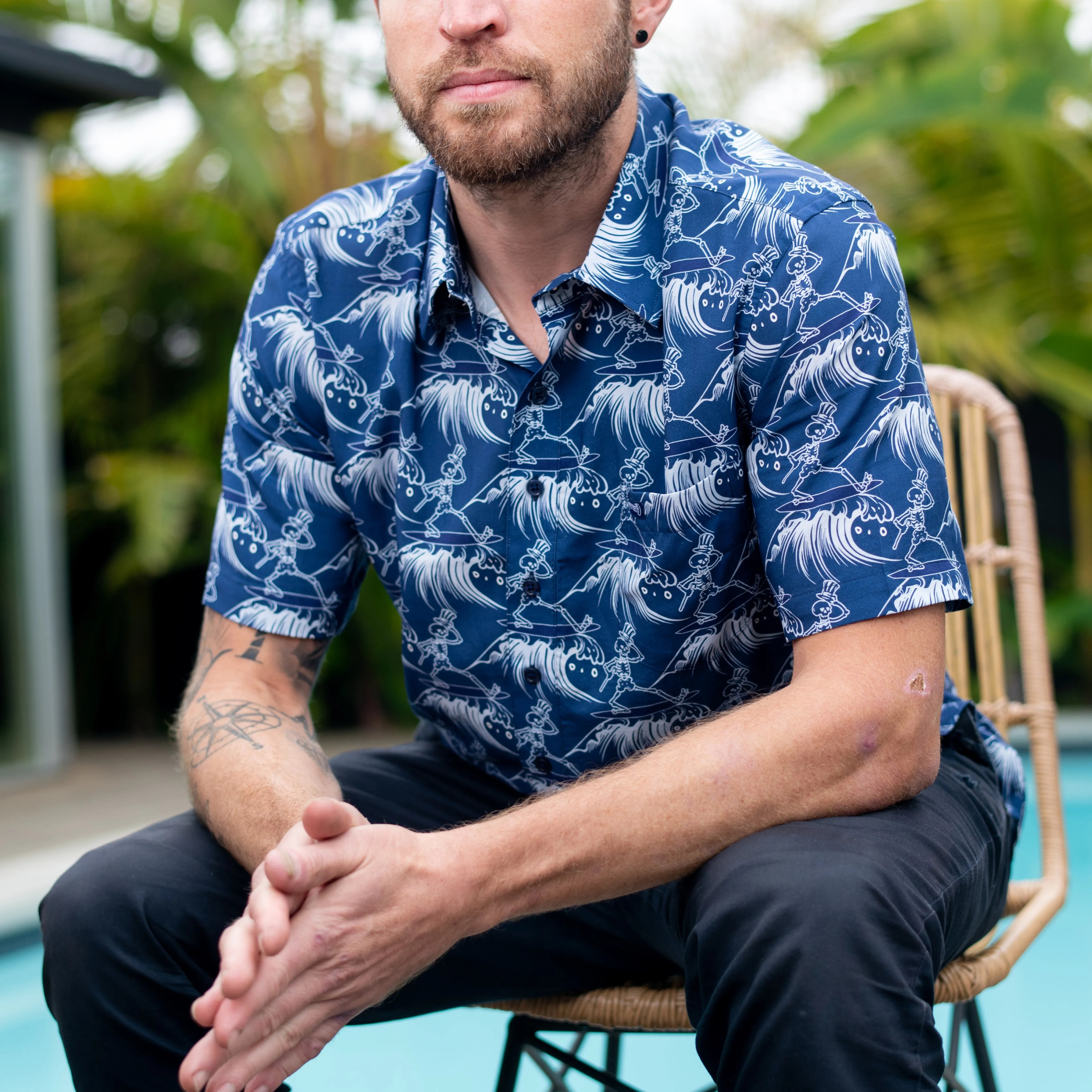 Grateful Dead | Relaxed Button Down | Skeleton Waves