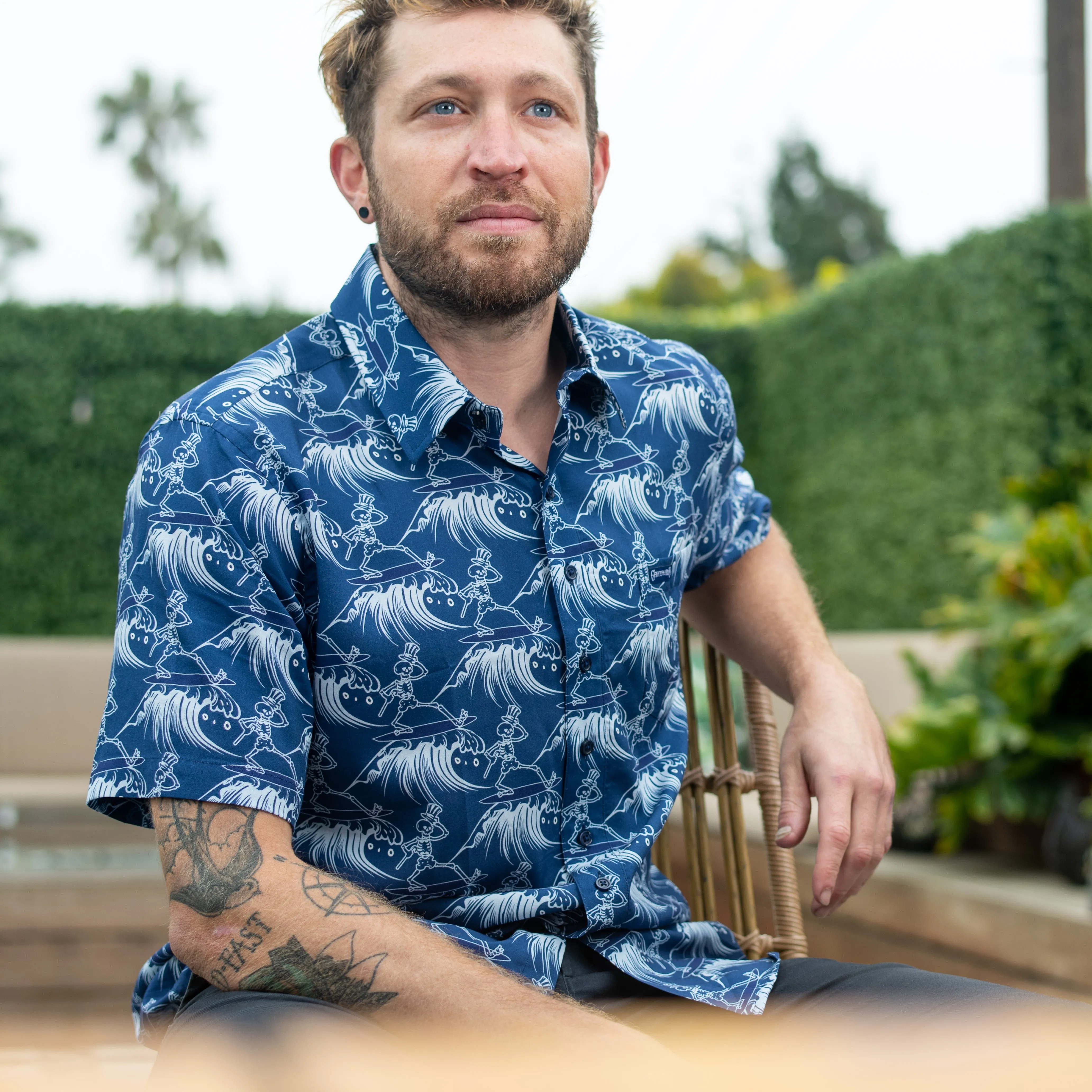 Grateful Dead | Relaxed Button Down | Skeleton Waves