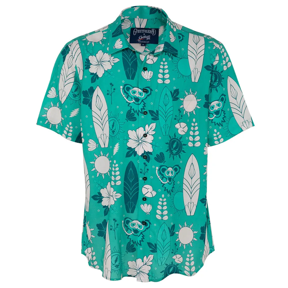 Grateful Dead | Relaxed Button Down | Teal Snorkling Bear