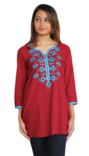 IVY Embroidered Mirror Work Printed Pure Cotton Tunic