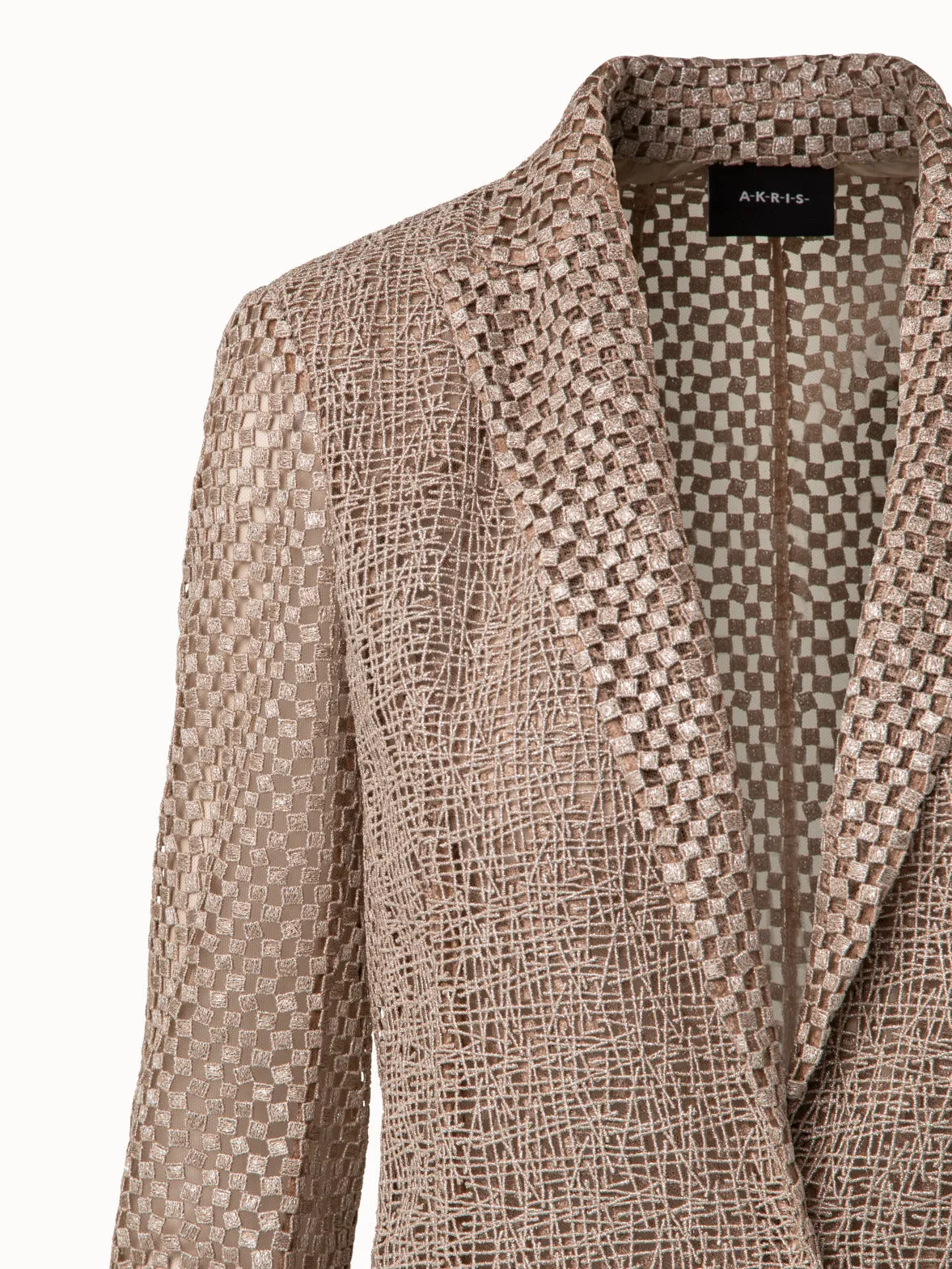 Langer Blazer aus Techno Stickerei Patchwork