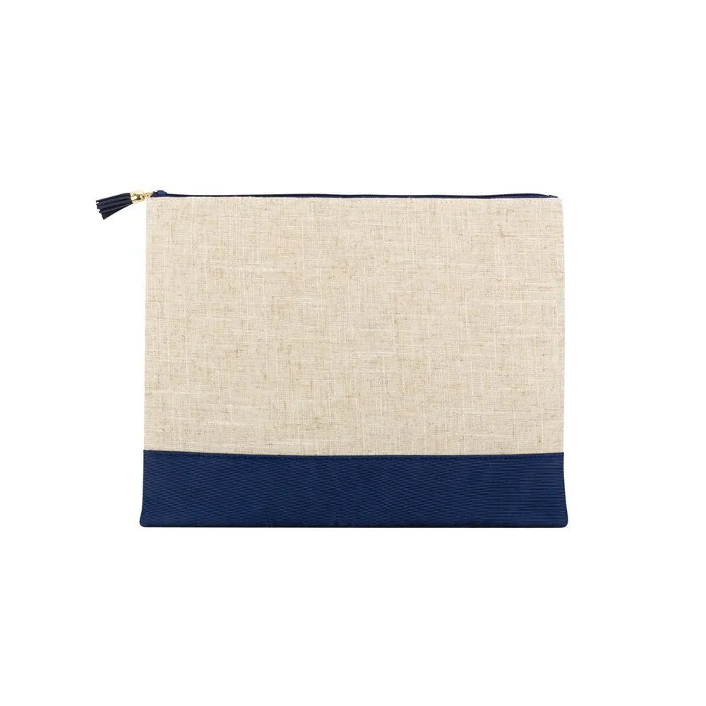 Linen Flat Zipper Pouch