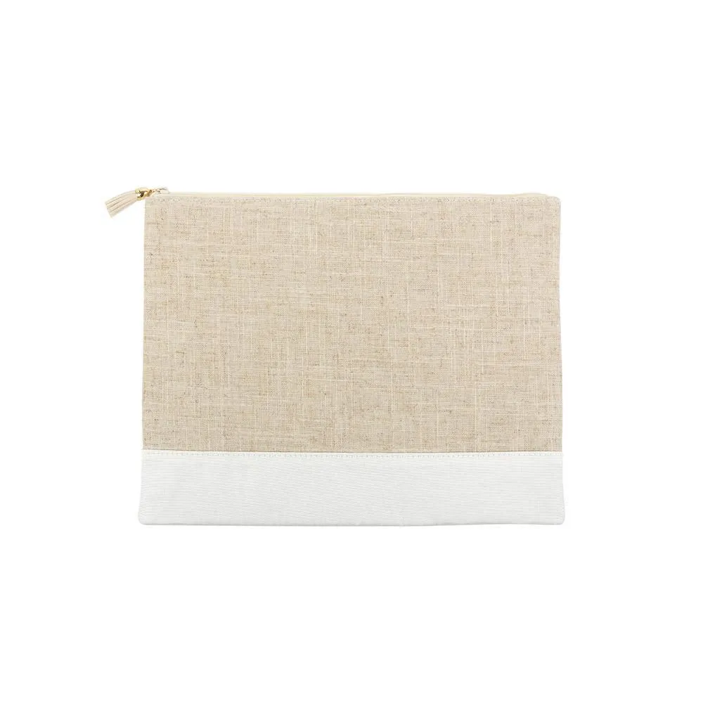 Linen Flat Zipper Pouch