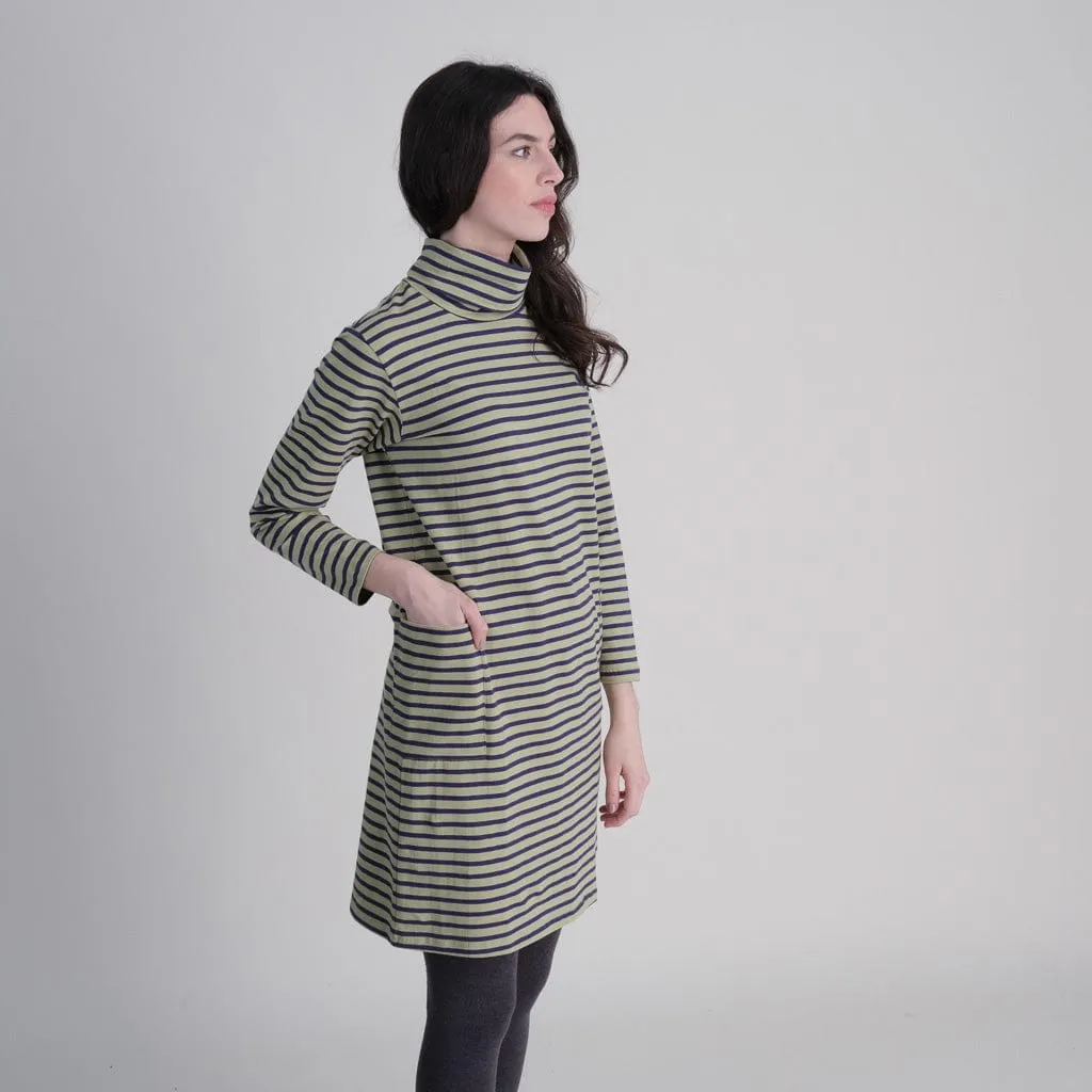 Lola Organic Cotton Turtle Neck Striped Tunic | Green