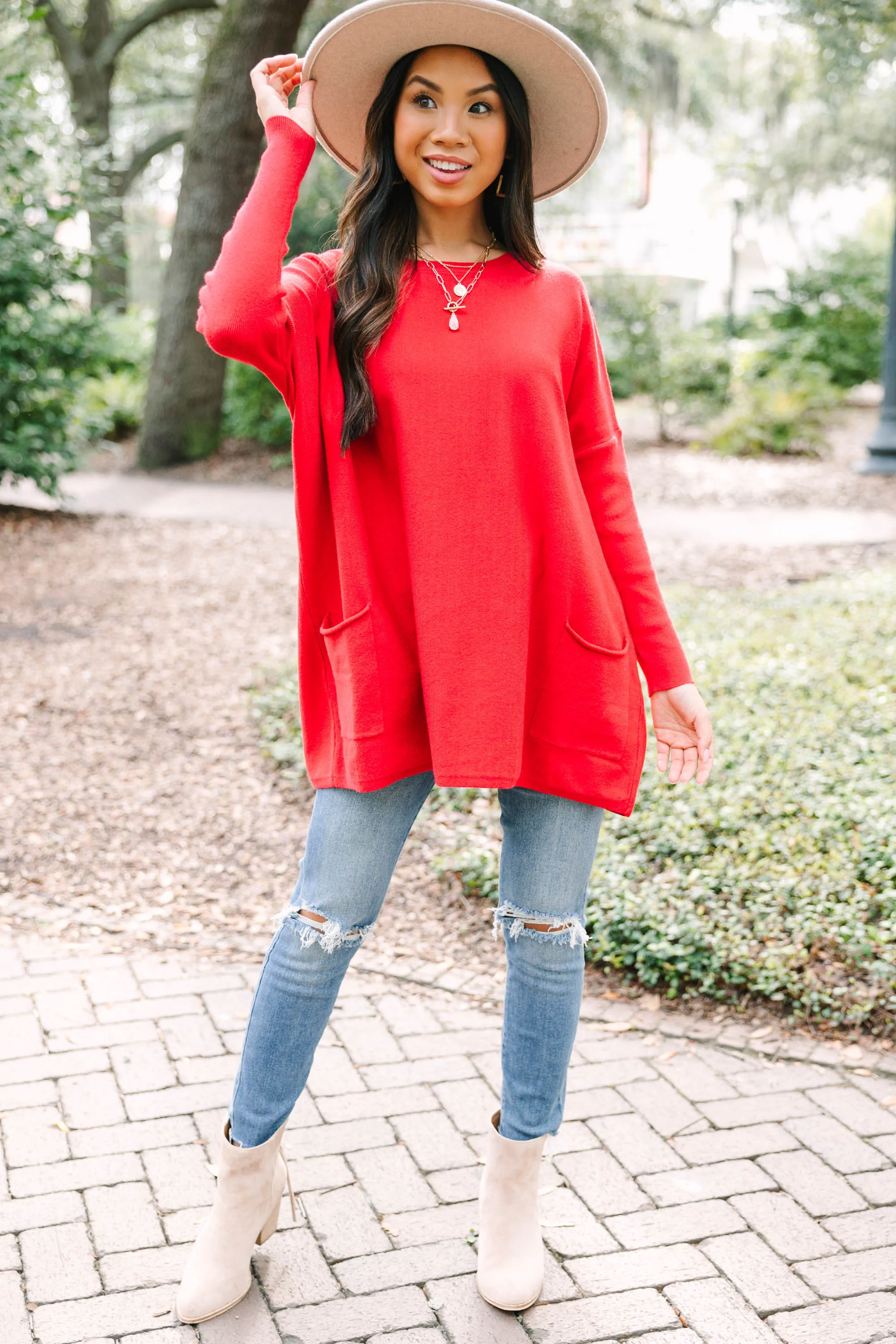 Loving My Life Lipstick Red Pocket Tunic