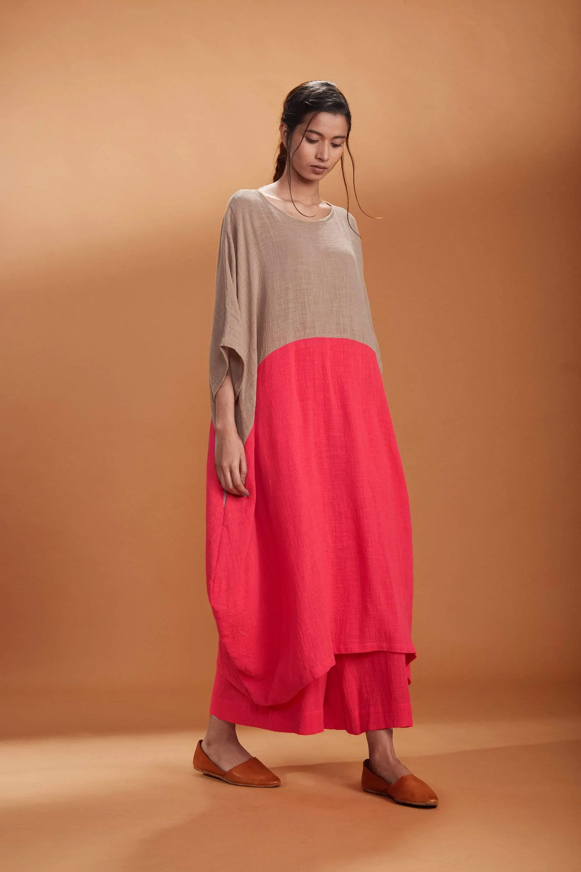 MATI DUAL TUNIC SET CORAL AND KHAKI