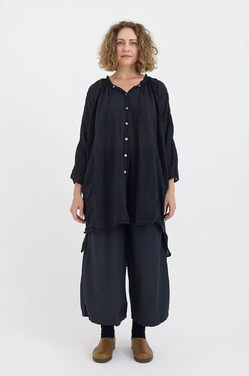 Metta - Willow Gathered Collar Tunic - Cotton Voile