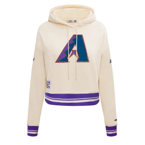 MLB ARIZONA DIAMONDBACKS RETRO CLASSIC WOMEN'S RIB CROPPED PO HOODIE (EGGSHELL/ PURPLE)